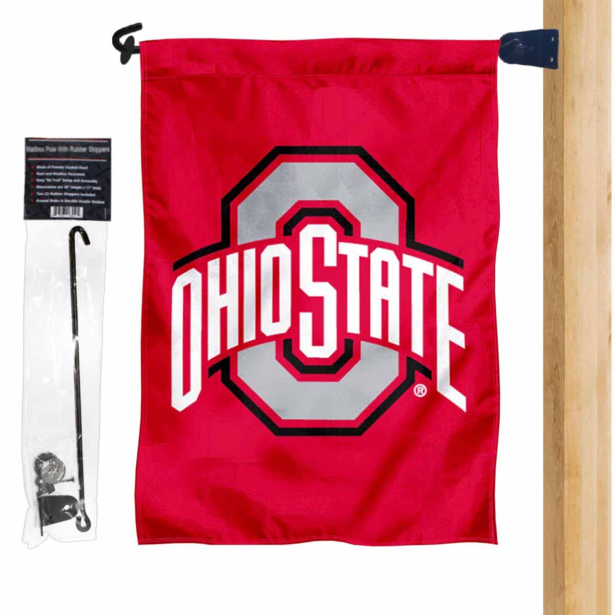 College Flags & Banners Co. Ohio State Buckeyes Garden and Yard Flag and Mailbox Post Pole Mount Holder Set - Sports Collectibles, Sports Memorabilia, Sports Fan Shop, Sports Gifts