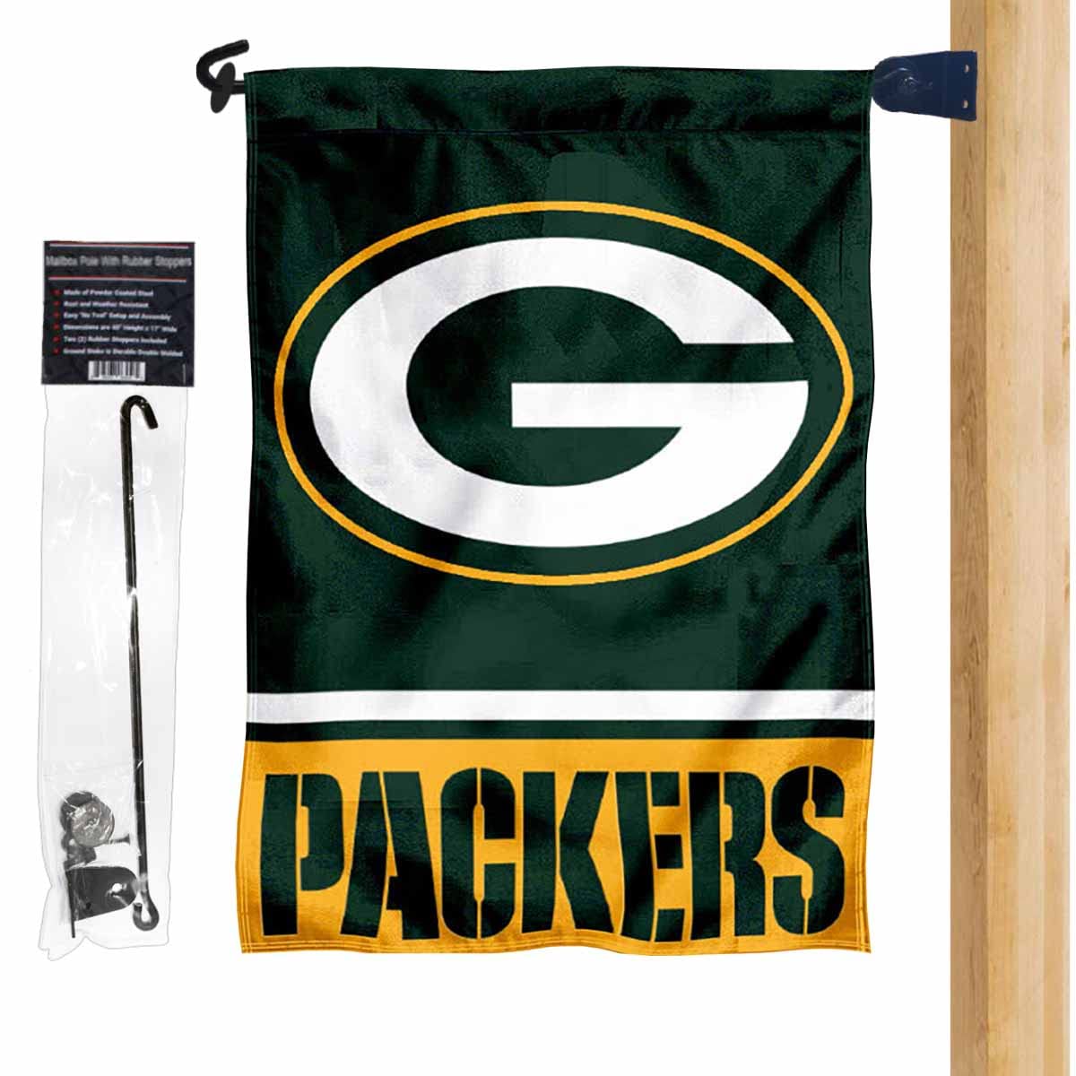 WinCraft Packers Garden Flag and Mailbox Post Pole Holder Mount - Sports Collectibles, Sports Memorabilia, Sports Fan Shop, Sports Gifts