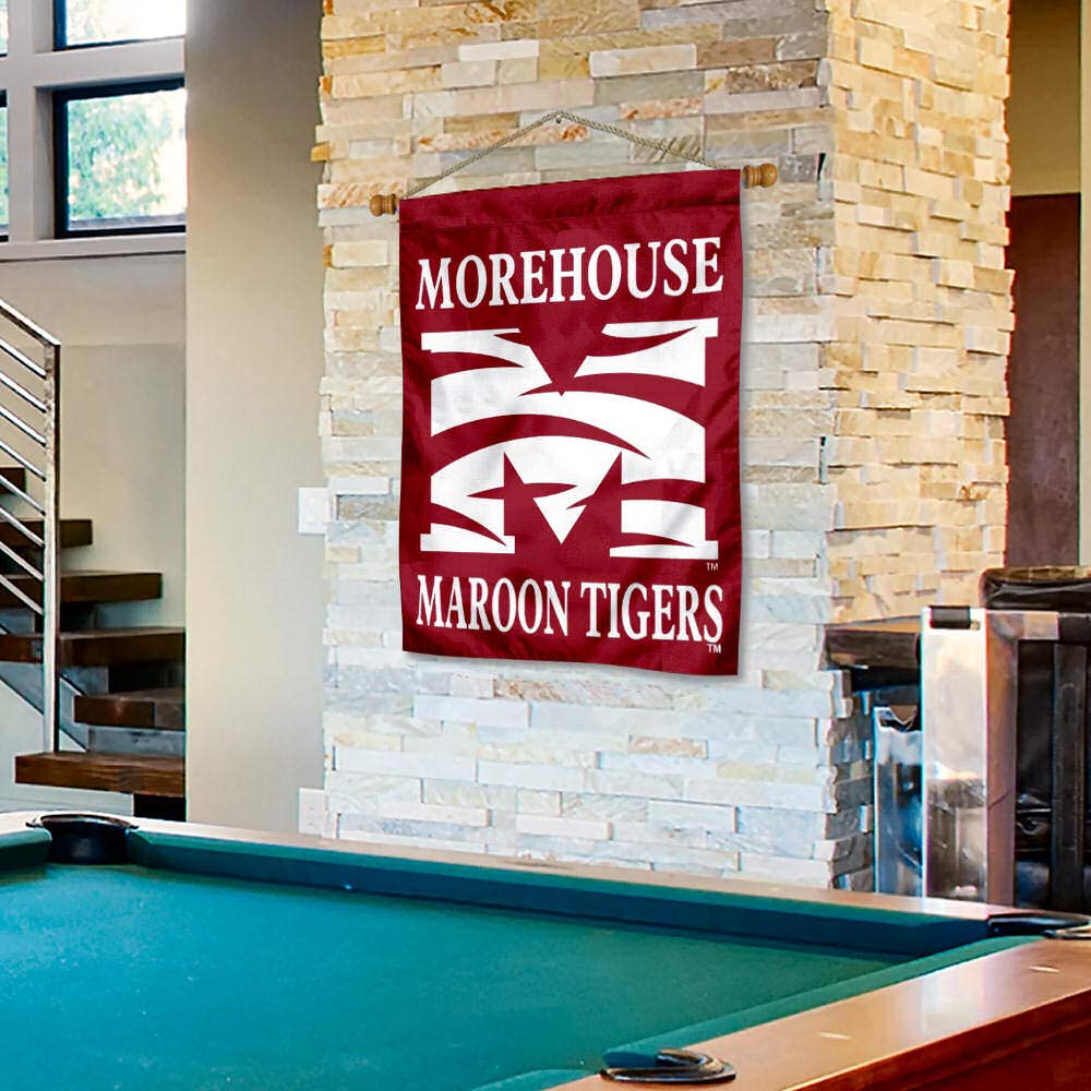 College Flags & Banners Co. Morehouse Maroon Tigers Banner Flag and Wood Banner Pole Set - Sports Collectibles, Sports Memorabilia, Sports Fan Shop, Sports Gifts
