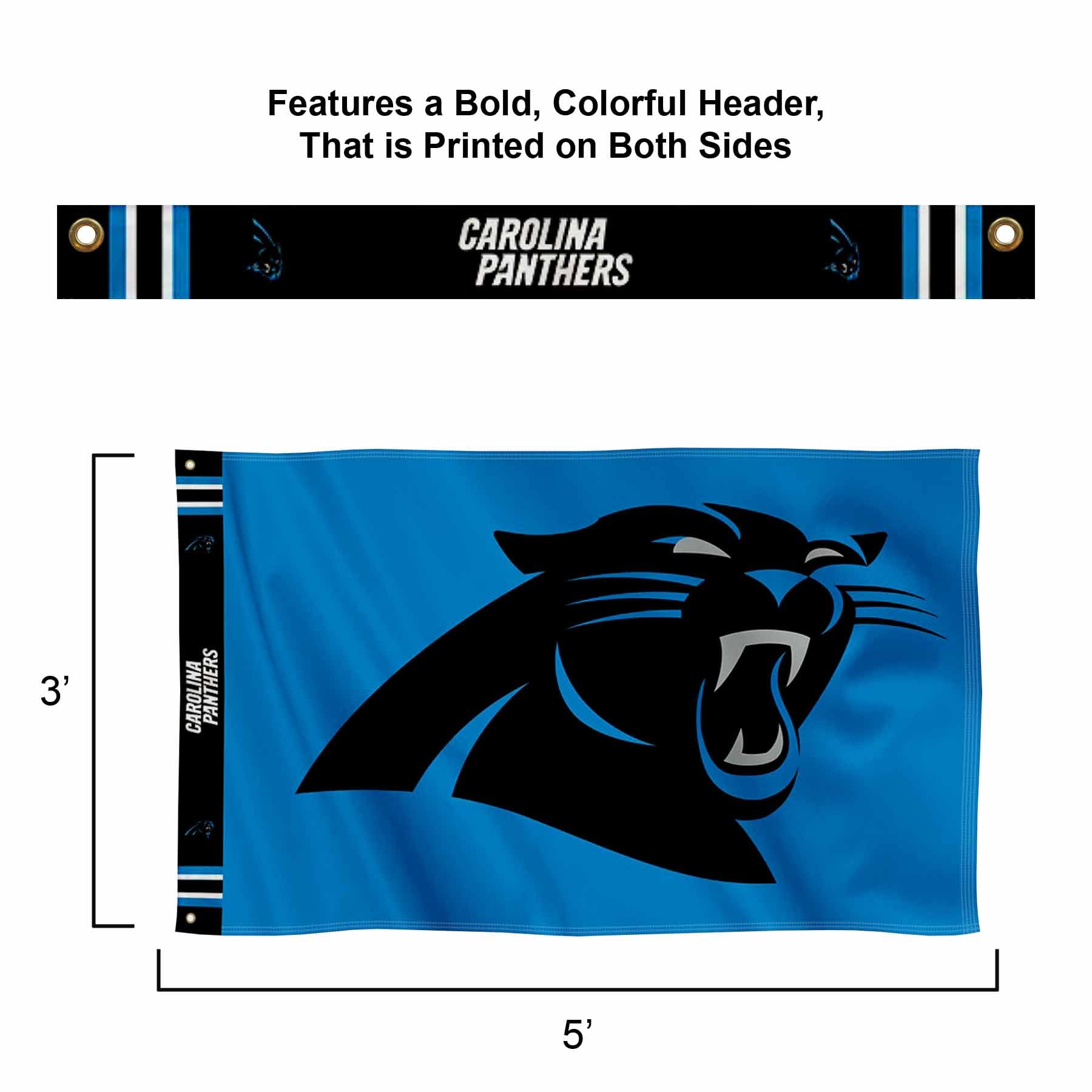 WinCraft Carolina Panthers Printed Header 3x5 Foot Banner Flag - Sports Collectibles, Sports Memorabilia, Sports Fan Shop, Sports Gifts
