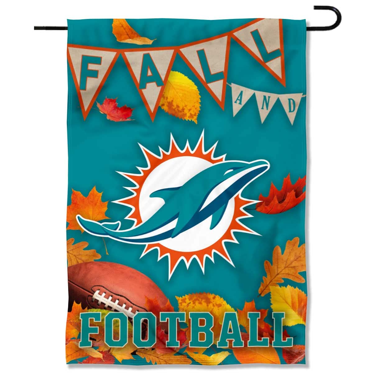 WinCraft Miami Dolphins Fall Leaves Decorative Football Garden Flag Double Sided Banner - Sports Collectibles, Sports Memorabilia, Sports Fan Shop, Sports Gifts