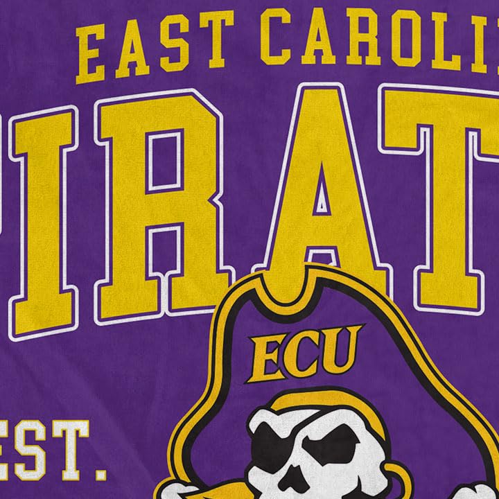 NCAA ECU Pirates Vintage Arch Block Ultra Soft Blanket - Sports Gifts, Sports Memorabilia, Sports Collectibles, Fan Shop
