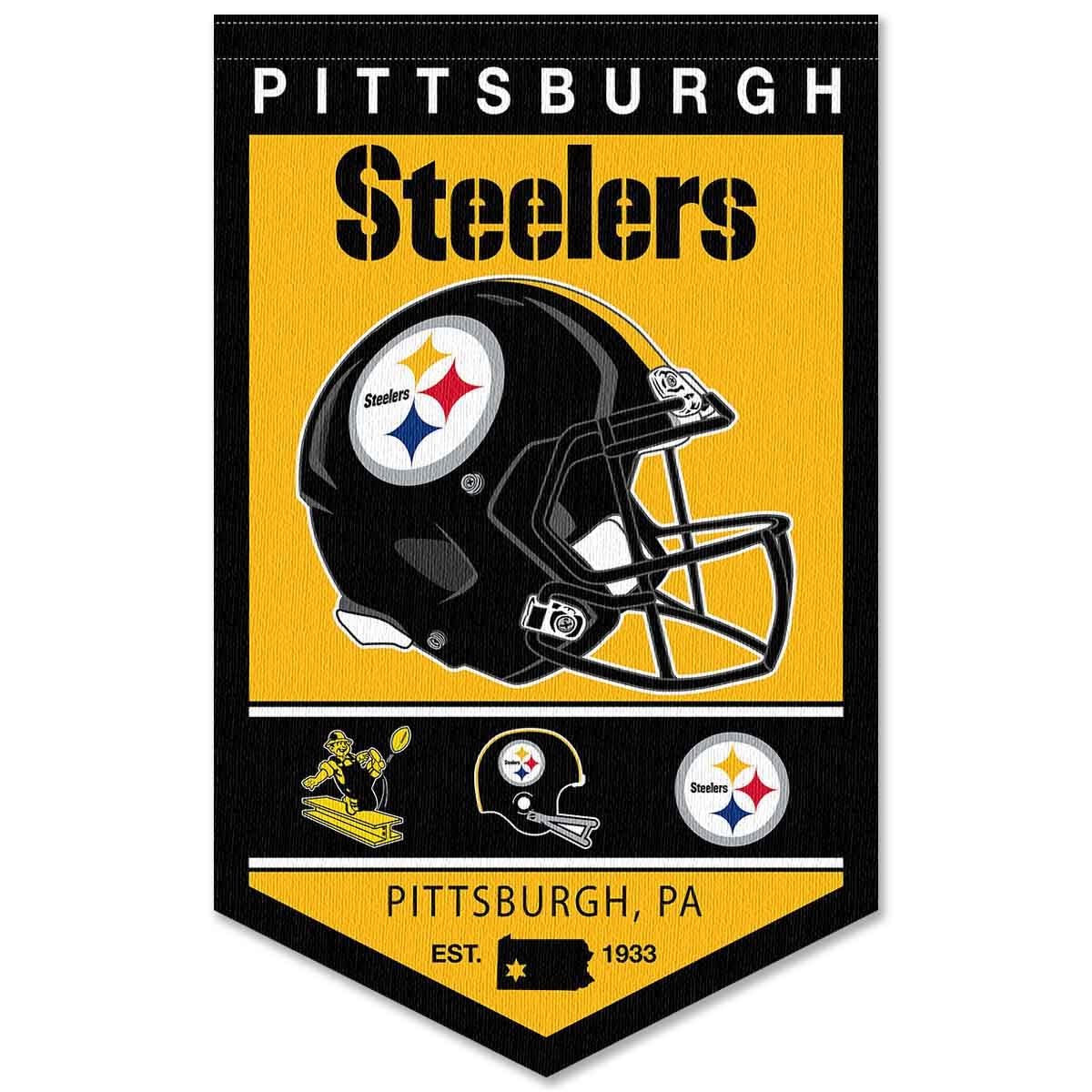 WinCraft Pittsburgh Steelers Heritage History Banner Pennant - Sports Collectibles, Sports Memorabilia, Sports Fan Shop, Sports Gifts