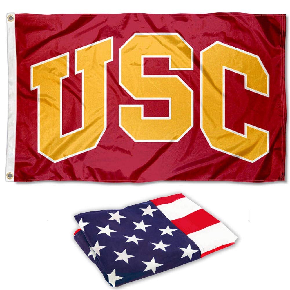 College Flags & Banners Co. Trojans Flag and USA 3x5 Flag Set - Sports Collectibles, Sports Memorabilia, Sports Fan Shop, Sports Gifts