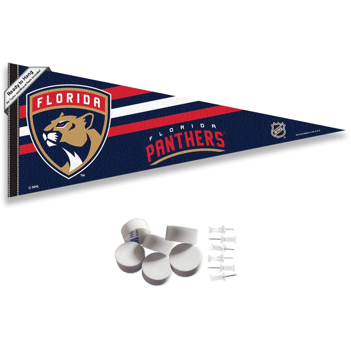 Florida Panthers Pennant Flag and Wall Tack Pads Mounts - Sports Collectibles, Sports Memorabilia, Sports Fan Shop, Sports Gifts