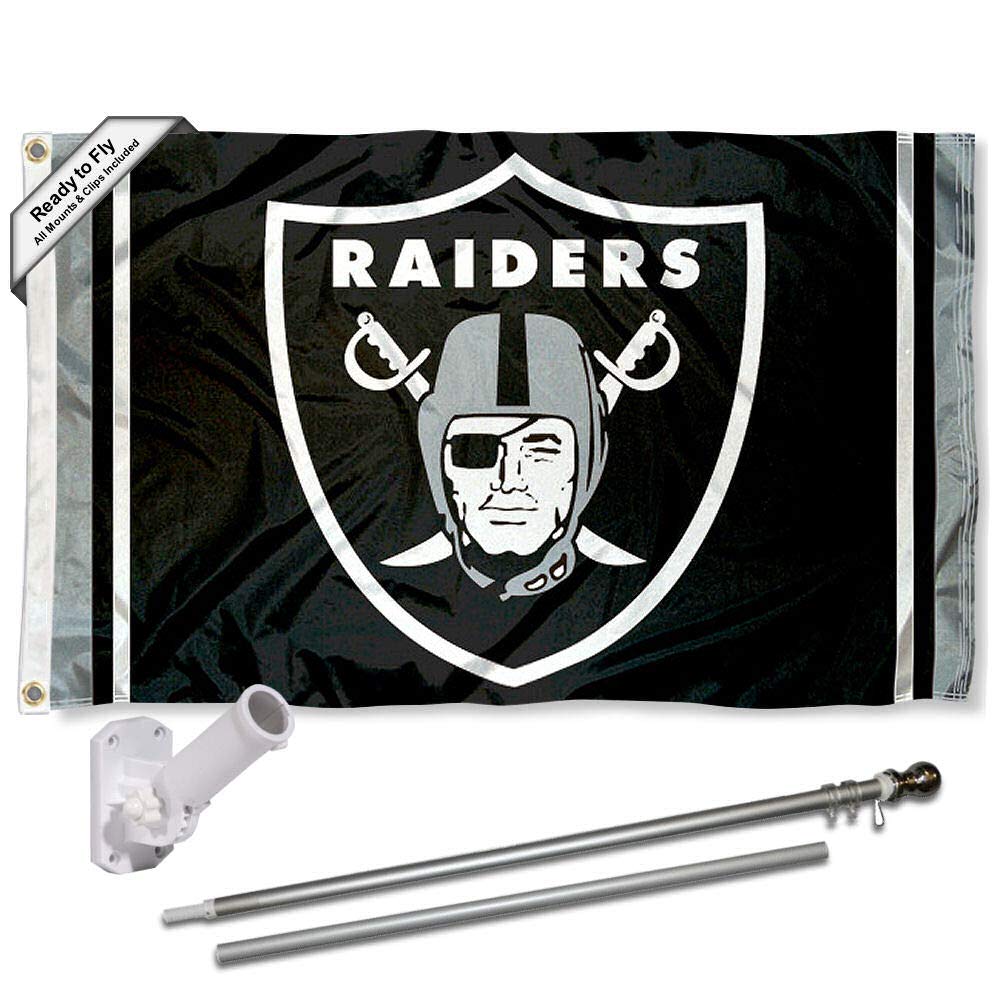 WinCraft Las Vegas Raiders Flag Pole and Bracket Kit - Sports Collectibles, Sports Memorabilia, Sports Fan Shop, Sports Gifts