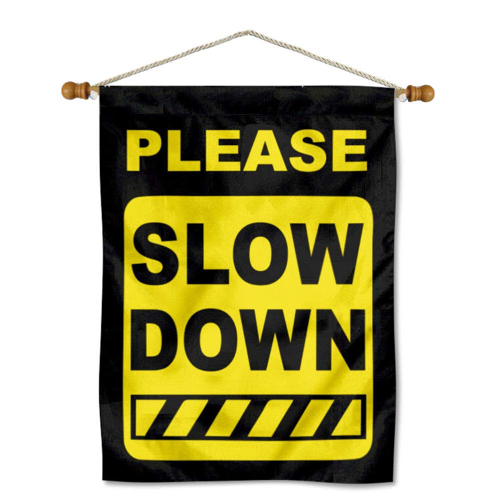 Caution Slow Down Speeding Sign Banner with Pole - Sports Collectibles, Sports Memorabilia, Sports Fan Shop, Sports Gifts