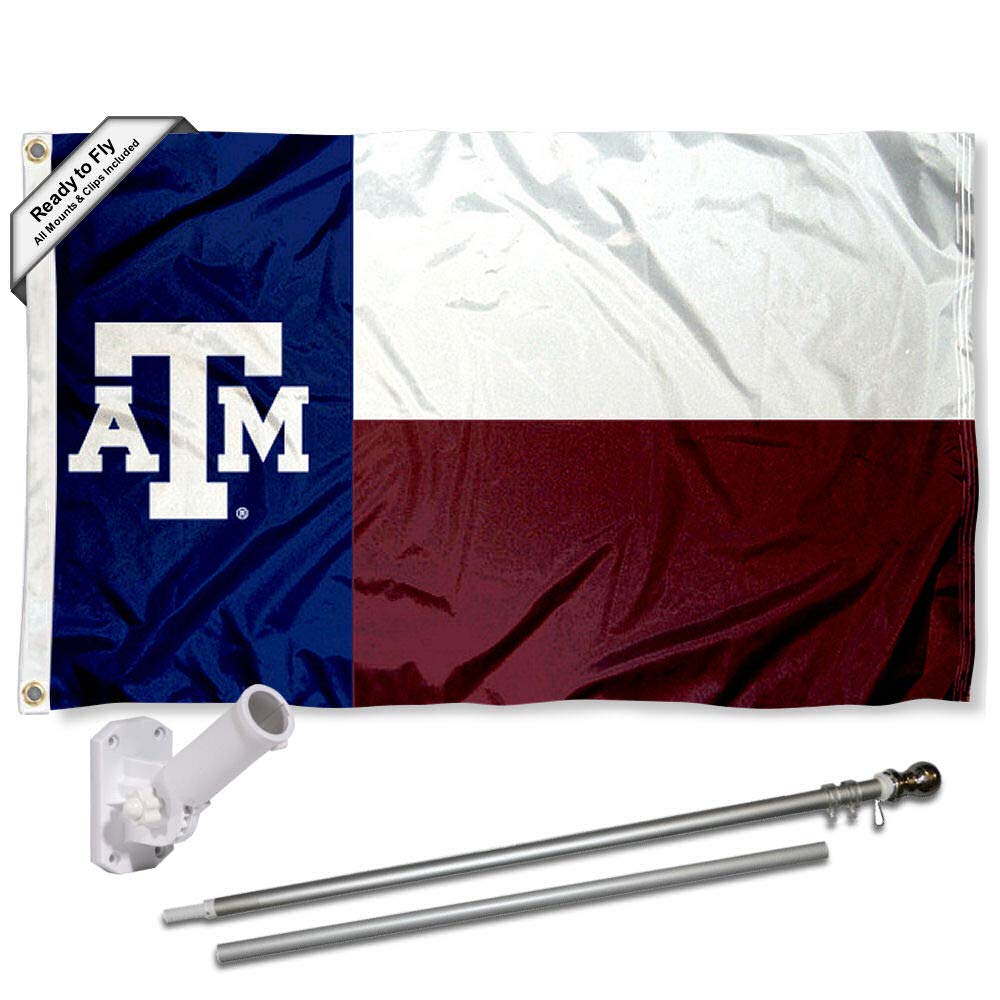 College Flags & Banners Co. Texas A&M Aggies TX State Flag with Pole and Bracket Kit - Sports Collectibles, Sports Memorabilia, Sports Fan Shop, Sports Gifts