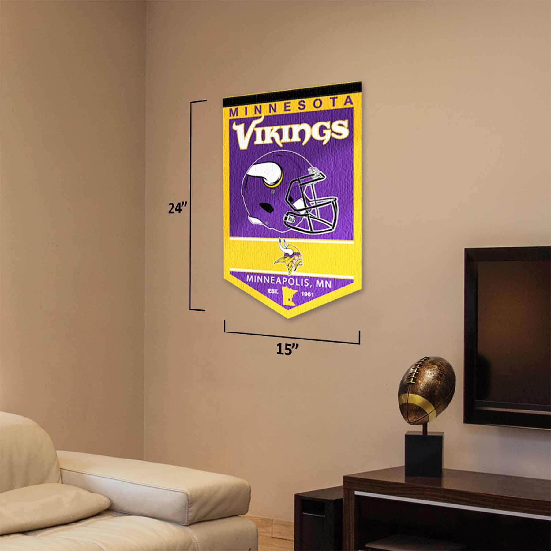 WinCraft Minnesota Vikings Heritage History Banner Pennant - Sports Collectibles, Sports Memorabilia, Sports Fan Shop, Sports Gifts