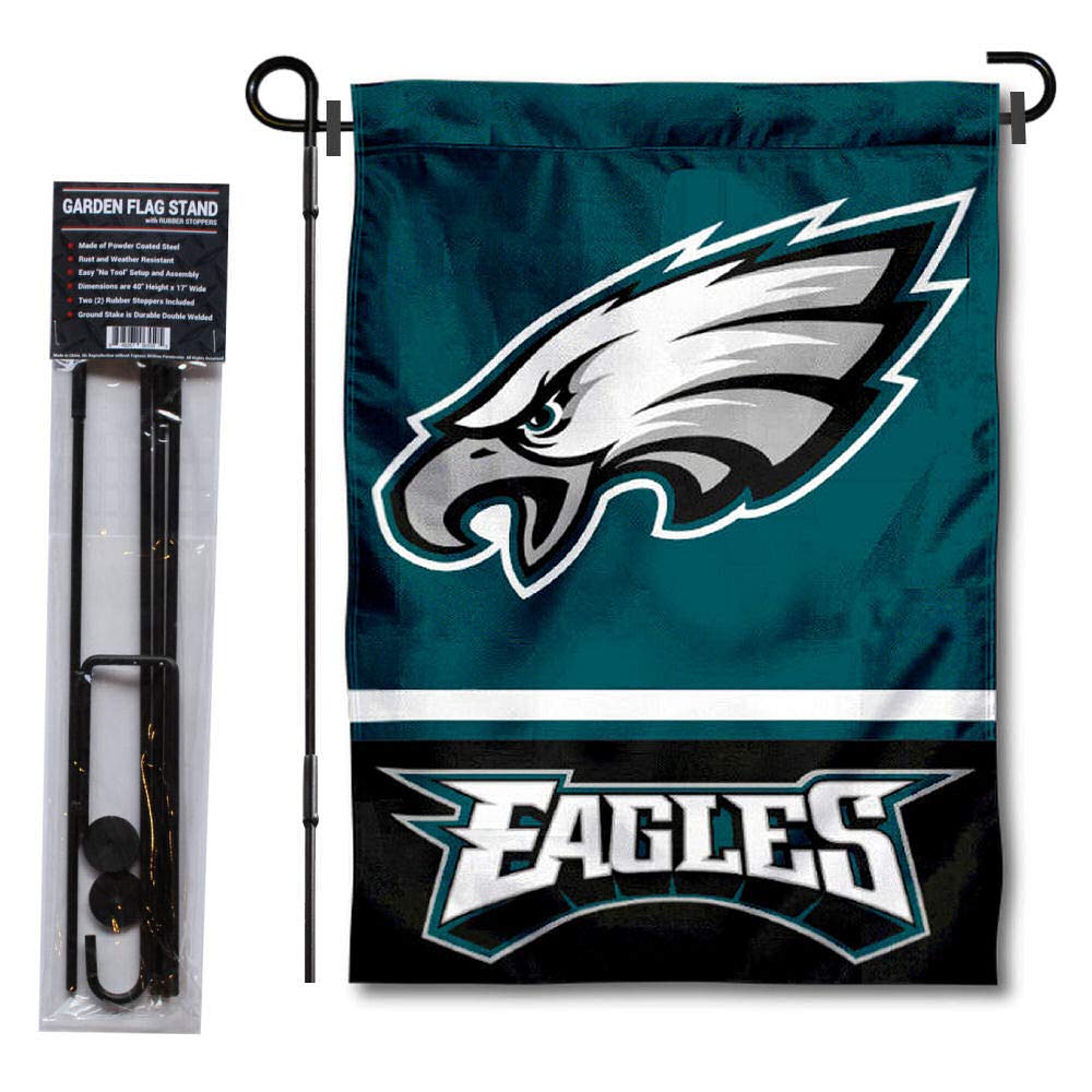 WinCraft Philadelphia Eagles Garden Flag with Stand Holder - Sports Collectibles, Sports Memorabilia, Sports Fan Shop, Sports Gifts