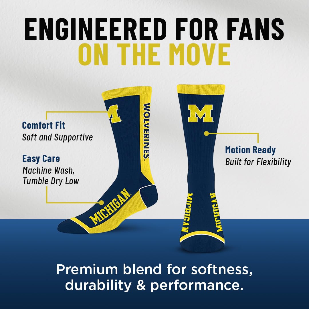 For Bare Feet NCAA MICHIGAN WOLVERINES MVP Crew Sock Team Color Large - Sports Gifts, Sports Memorabilia, Sports Collectibles, Fan Shop