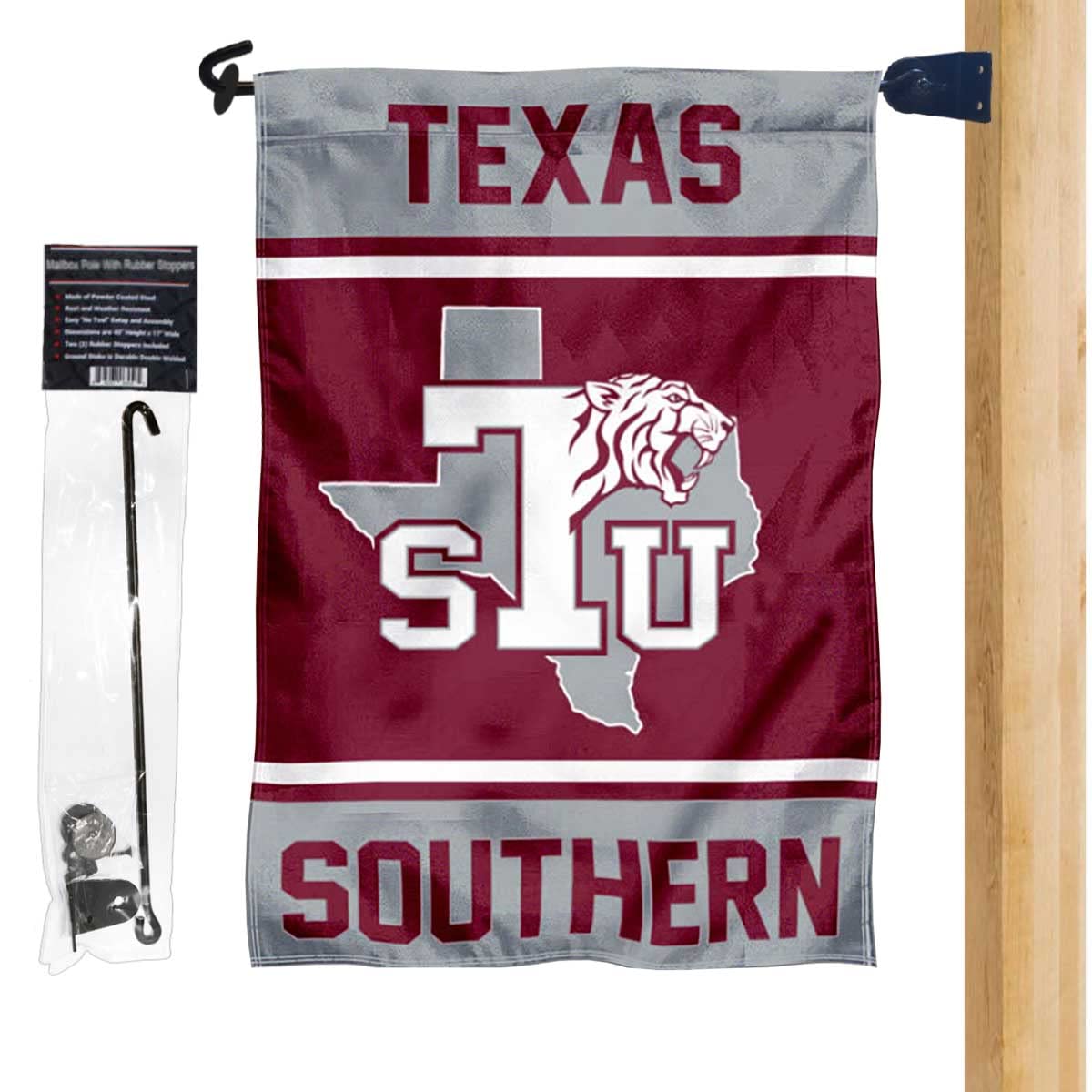 Texas Southern Tigers Garden Flag and Mailbox Post Pole Mount Holder Set - Sports Collectibles, Sports Memorabilia, Sports Fan Shop, Sports Gifts