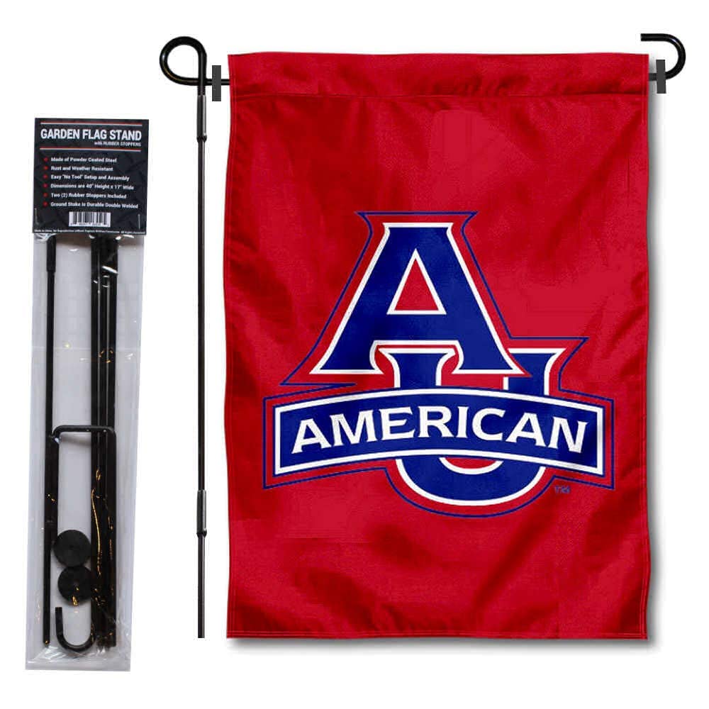 College Flags & Banners Co. American Eagles Logo Garden Flag and USA Flag Stand Pole Holder Set - Sports Collectibles, Sports Memorabilia, Sports Fan Shop, Sports Gifts
