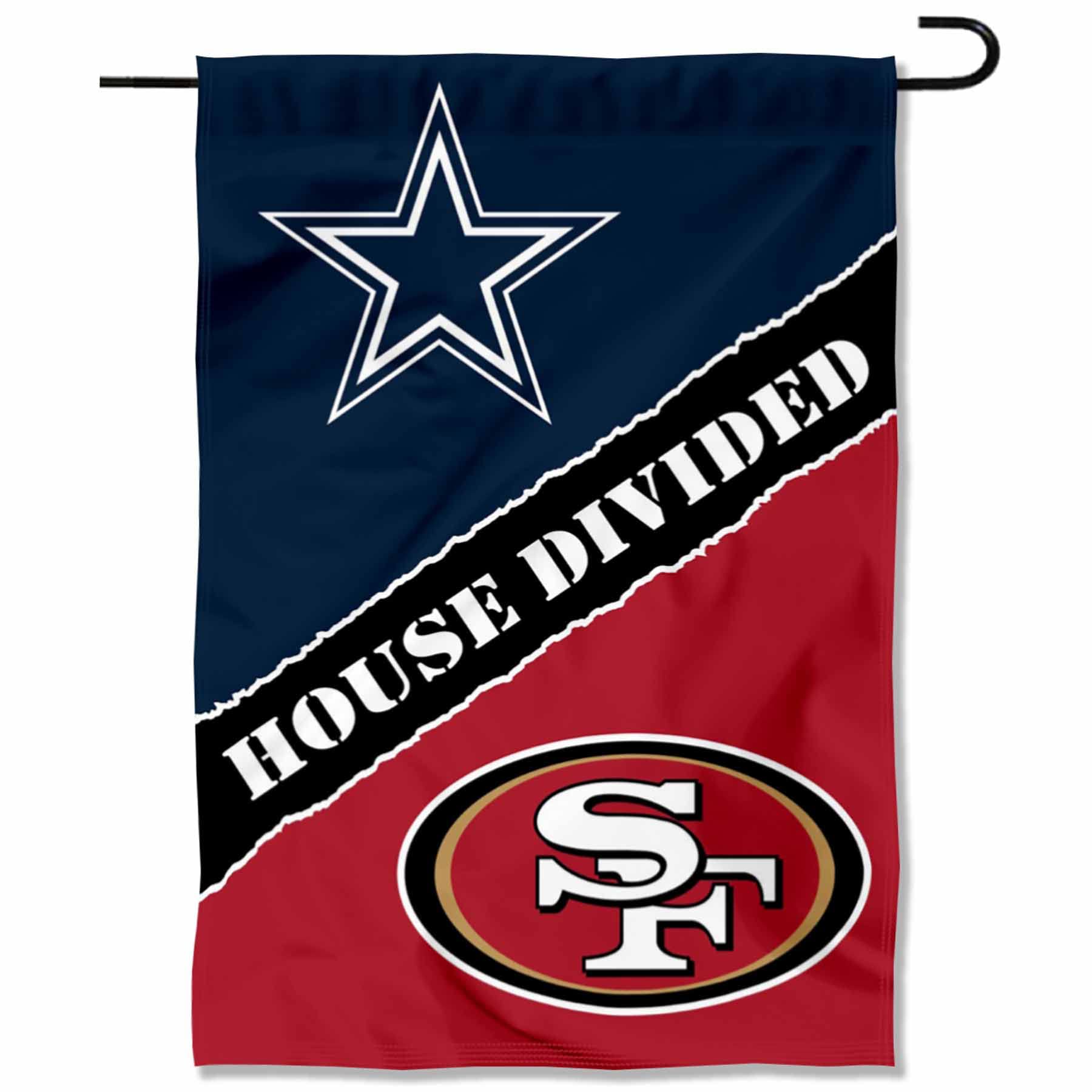 WinCraft House Divided Cowboys and 49ers Double Sided Garden Flag - Sports Collectibles, Sports Memorabilia, Sports Fan Shop, Sports Gifts