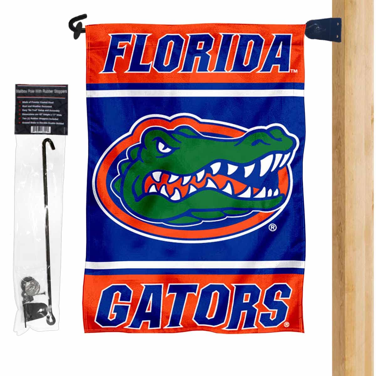 College Flags & Banners Co. Florida Gators Garden Flag and Mailbox Post Pole Mount Holder Set - Sports Collectibles, Sports Memorabilia, Sports Fan Shop, Sports Gifts