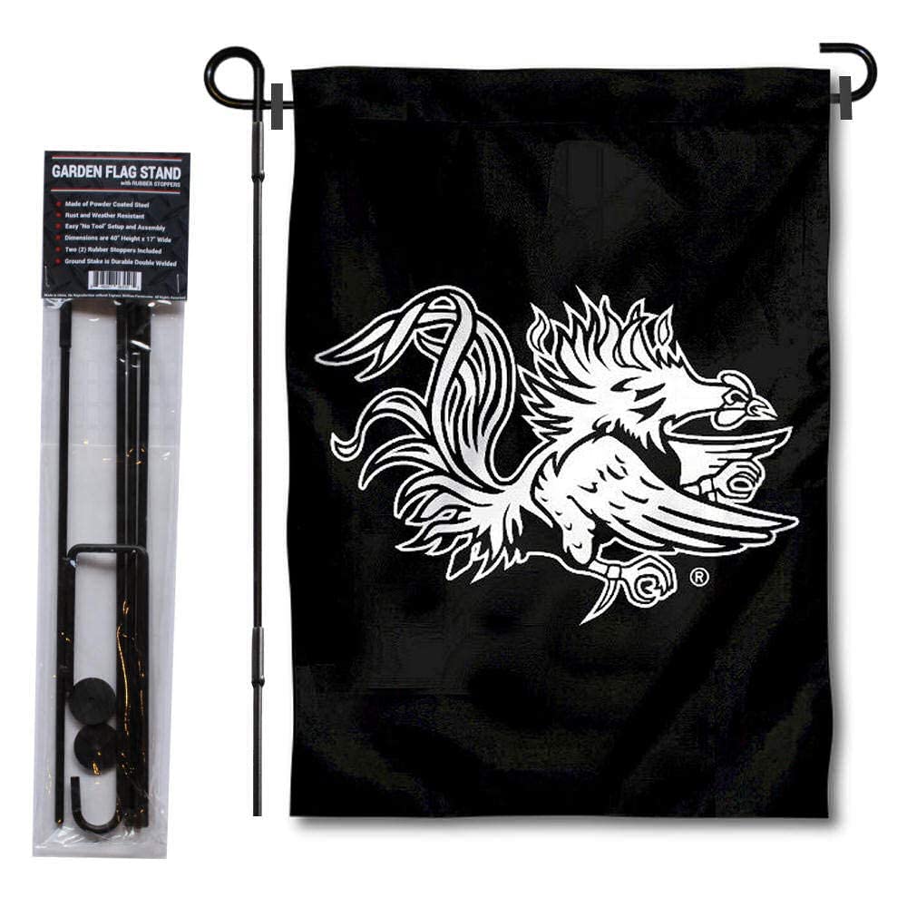 College Flags & Banners Co. South Carolina Gamecocks Black Garden Flag and USA Flag Stand Pole Holder Set - Sports Collectibles, Sports Memorabilia, Sports Fan Shop, Sports Gifts