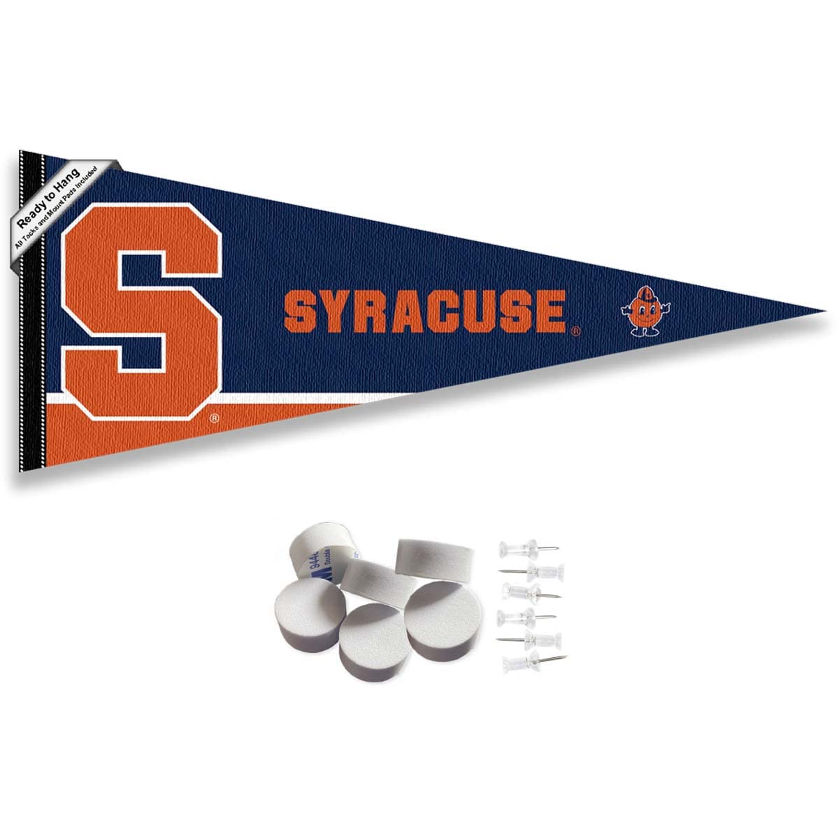 College Flags & Banners Co. Syracuse Orange Pennant Flag and Wall Tack Mount Pads - Sports Collectibles, Sports Memorabilia, Sports Fan Shop, Sports Gifts