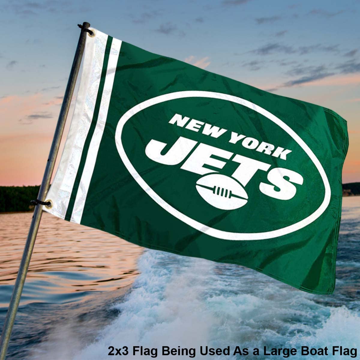 New York Jets Wordmark 2x3 Foot Small Flag - Sports Collectibles, Sports Memorabilia, Sports Fan Shop, Sports Gifts