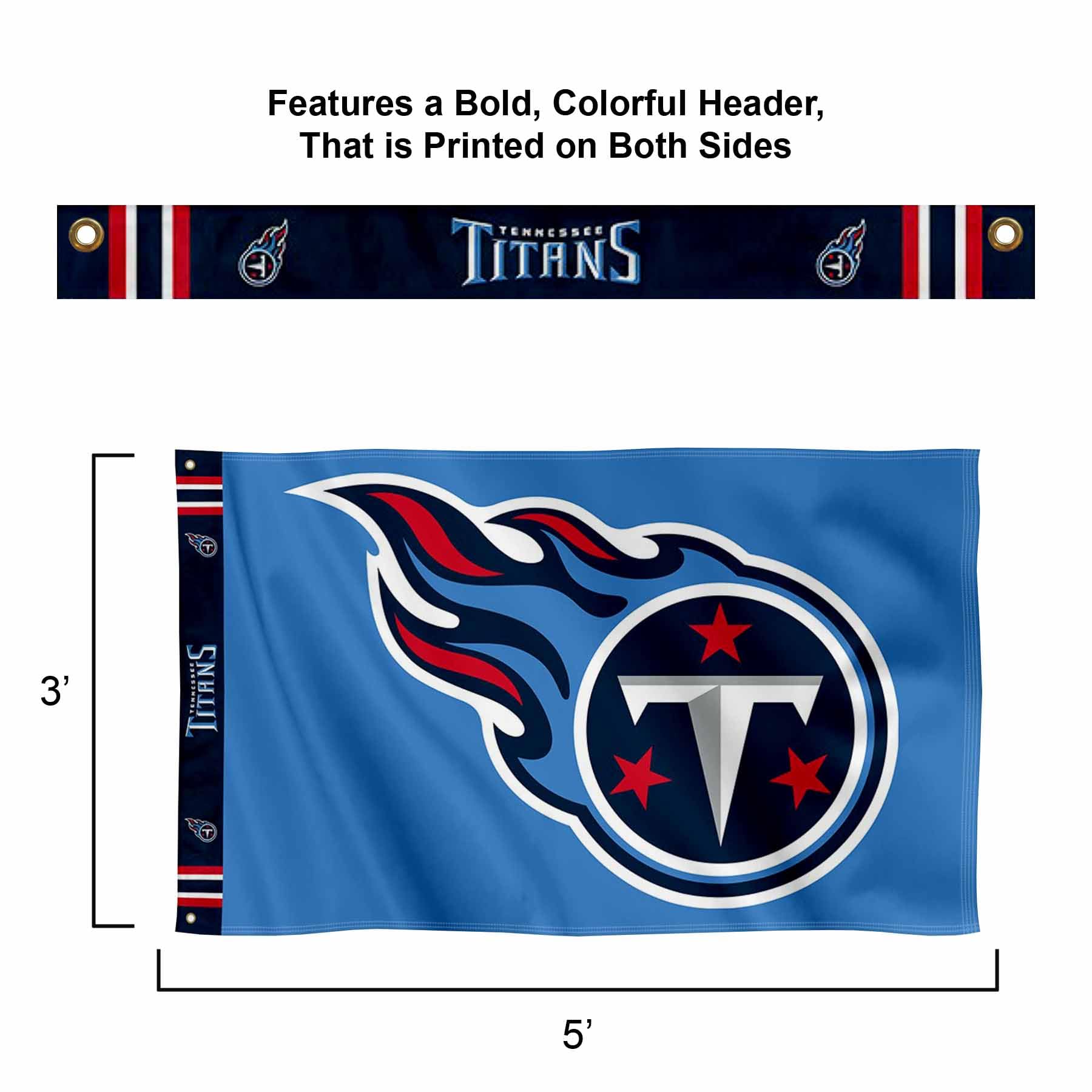 WinCraft Tennessee Titans Printed Header 3x5 Foot Banner Flag - Sports Collectibles, Sports Memorabilia, Sports Fan Shop, Sports Gifts