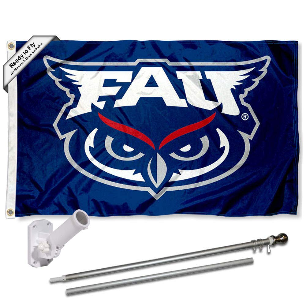 College Flags & Banners Co. Florida Atlantic Owls New Logo Flag and Pole Bracket Mount Bundle - Sports Collectibles, Sports Memorabilia, Sports Fan Shop, Sports Gifts