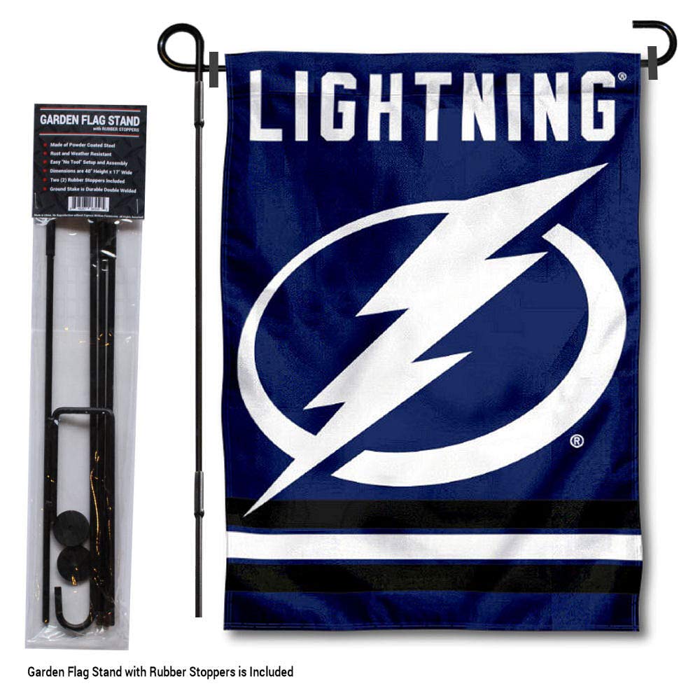 WinCraft Tampa Bay Lightning Garden Flag with Pole Stand Holder - Sports Collectibles, Sports Memorabilia, Sports Fan Shop, Sports Gifts