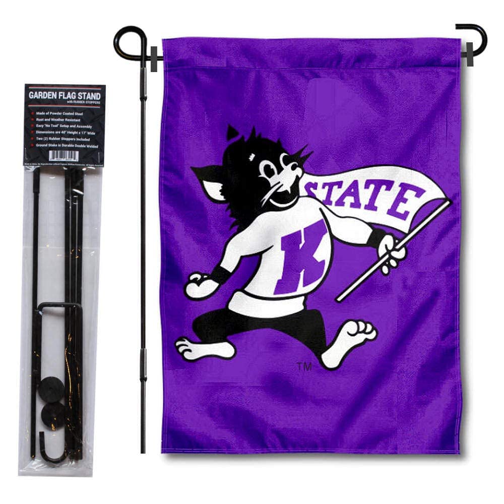 College Flags & Banners Co. Kansas State Wildcats Throwback Logo Garden and USA Flag Stand Pole Holder Set - Sports Collectibles, Sports Memorabilia, Sports Fan Shop, Sports Gifts