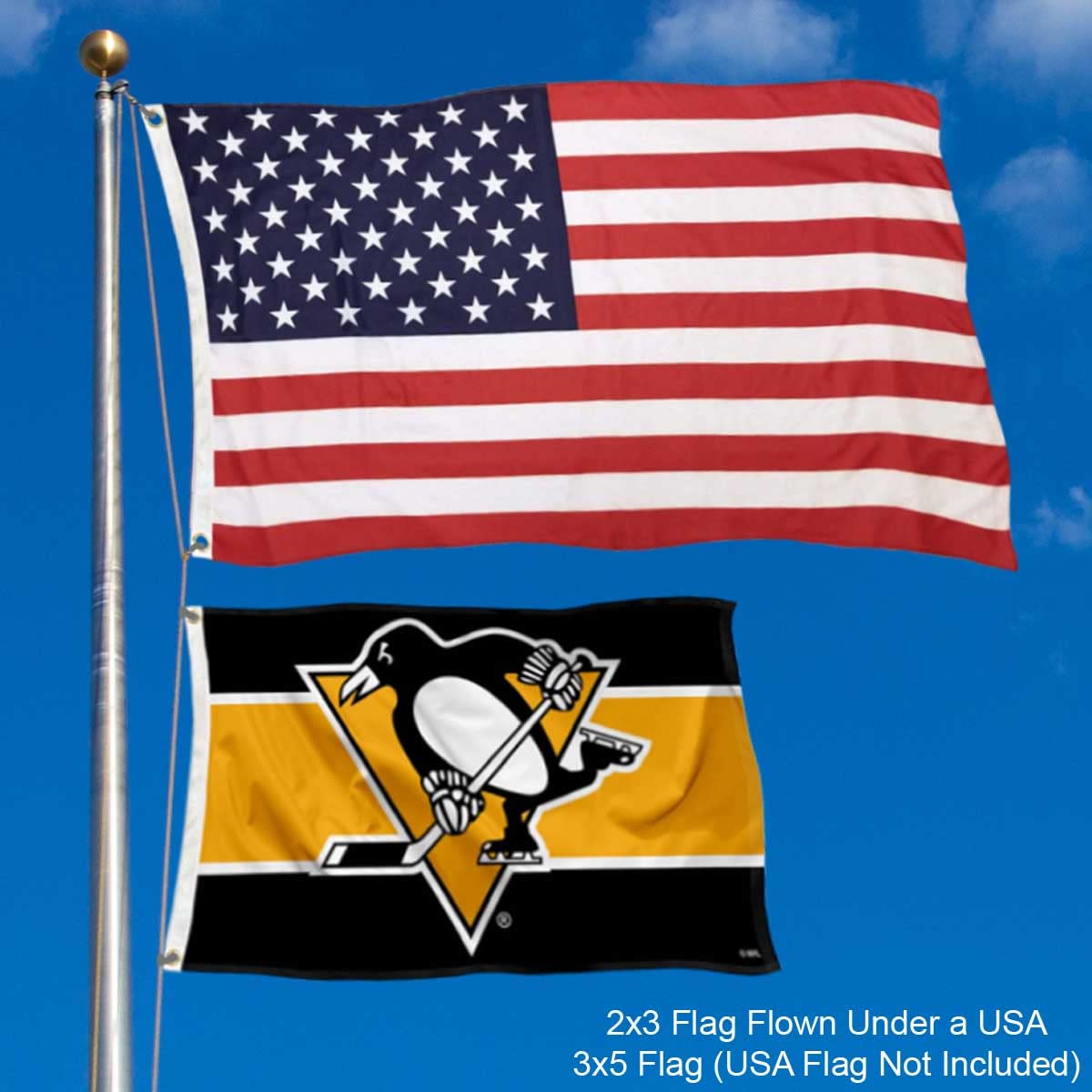 WinCraft Pittsburgh Penguins Small 2x3 Foot Banner Flag - Sports Collectibles, Sports Memorabilia, Sports Fan Shop, Sports Gifts