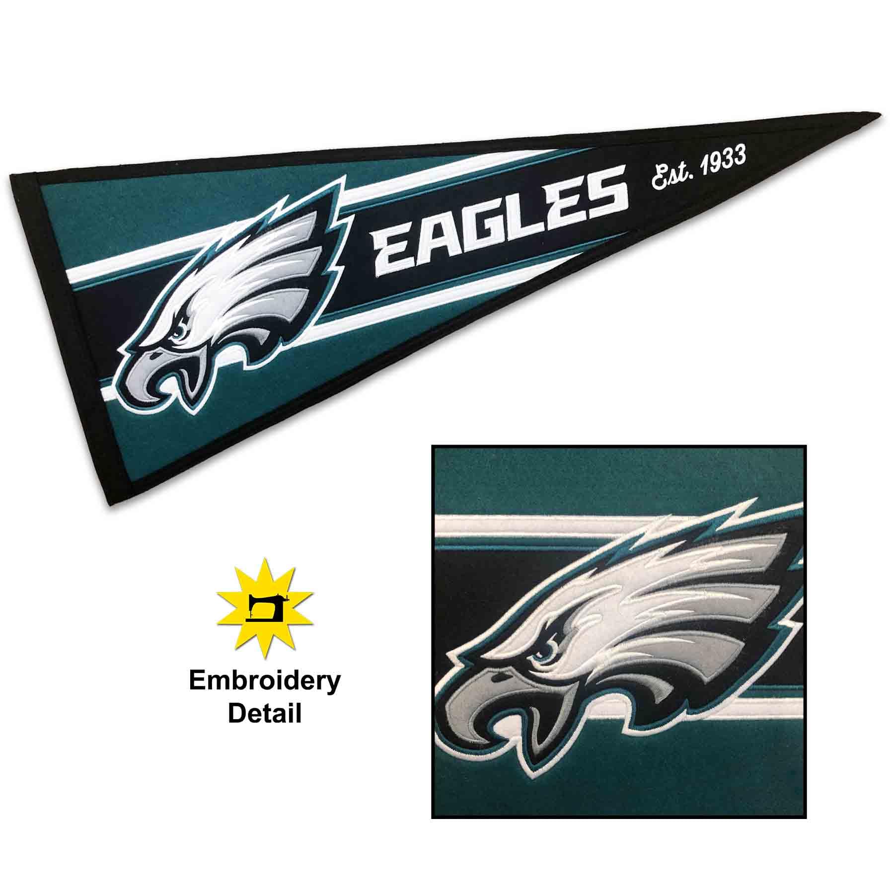 WinCraft Philadelphia Eagles Embroidered and Sewn Pennant - Sports Collectibles, Sports Memorabilia, Sports Fan Shop, Sports Gifts