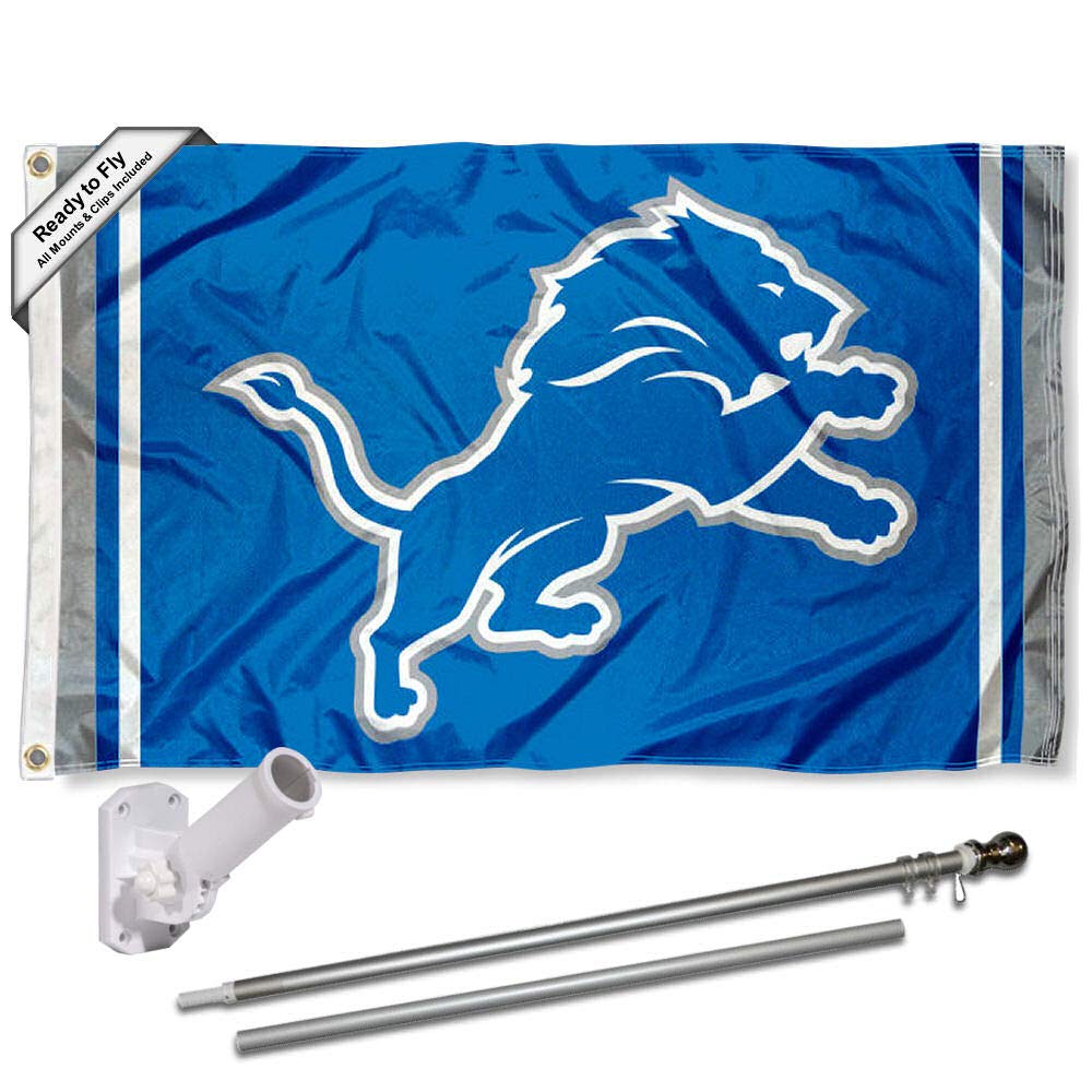 WinCraft Detroit Lions Flag Pole and Bracket Mount Kit - Sports Collectibles, Sports Memorabilia, Sports Fan Shop, Sports Gifts