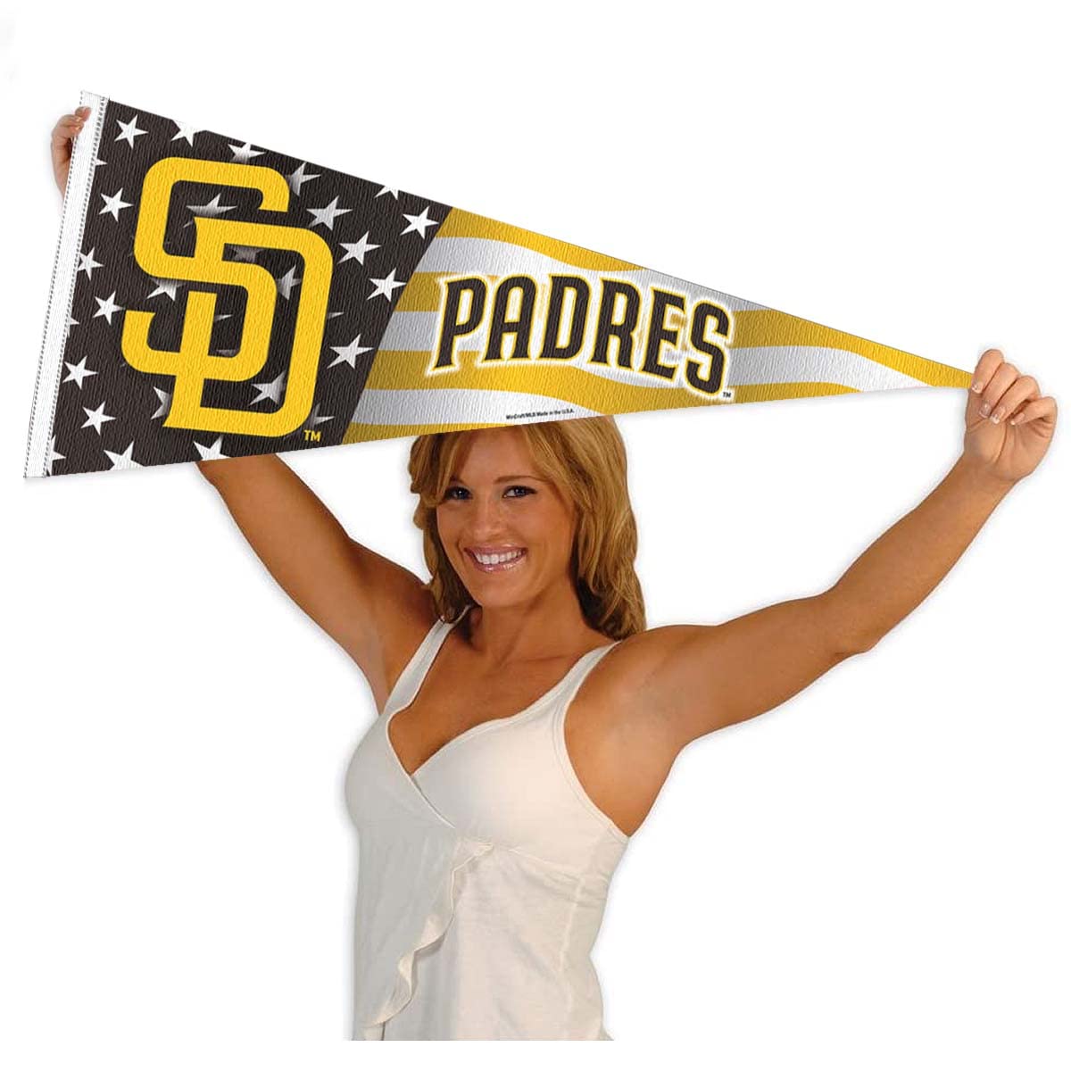 WinCraft Padres Nation USA Stars and Stripes Pennant Full Size Pennant Flag - Sports Collectibles, Sports Memorabilia, Sports Fan Shop, Sports Gifts