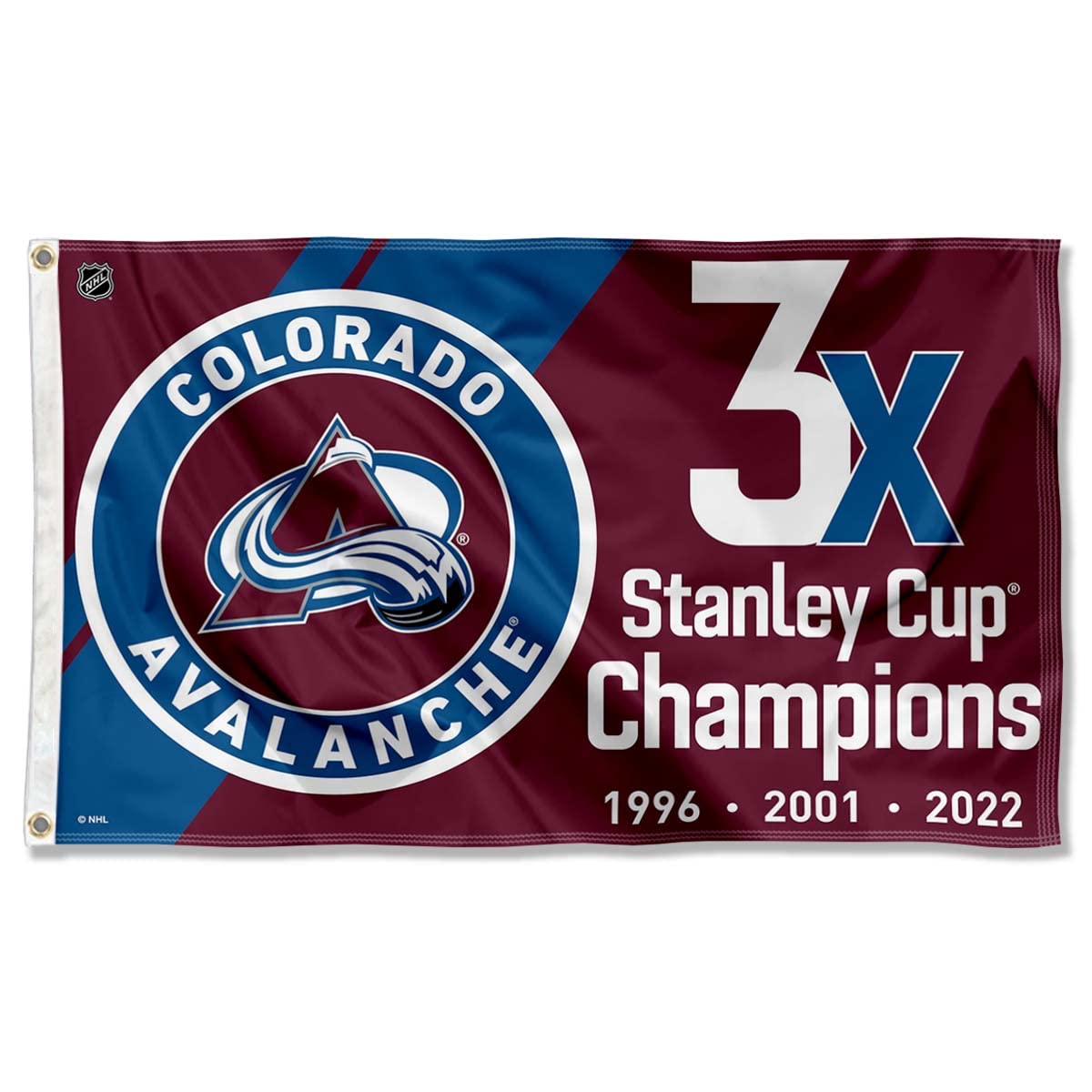 WinCraft Colorado Avalanche 3 Time and 2022 Cup Champions Grommet Flag - Sports Collectibles, Sports Memorabilia, Sports Fan Shop, Sports Gifts
