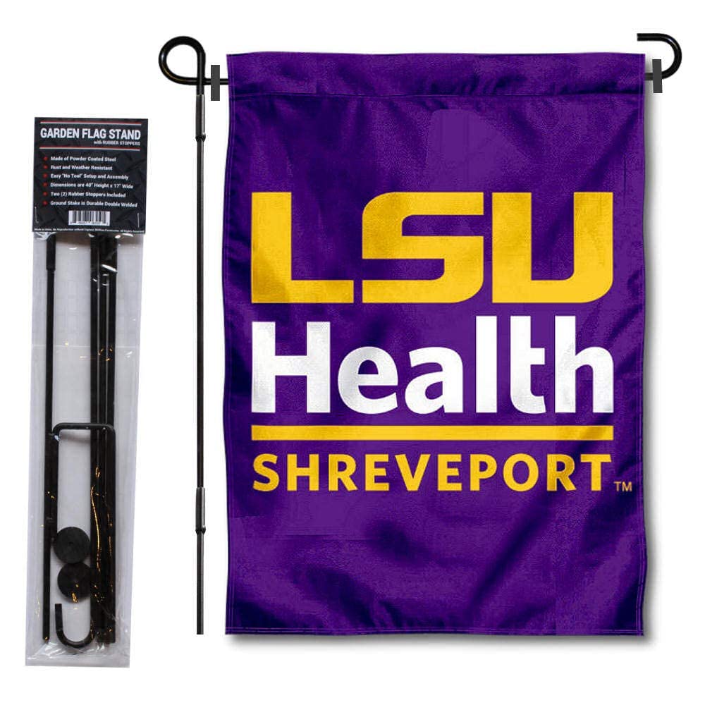 College Flags & Banners Co. LSU Health Shreveport Garden Flag and Flag Stand Pole Holder Set - Sports Collectibles, Sports Memorabilia, Sports Fan Shop, Sports Gifts