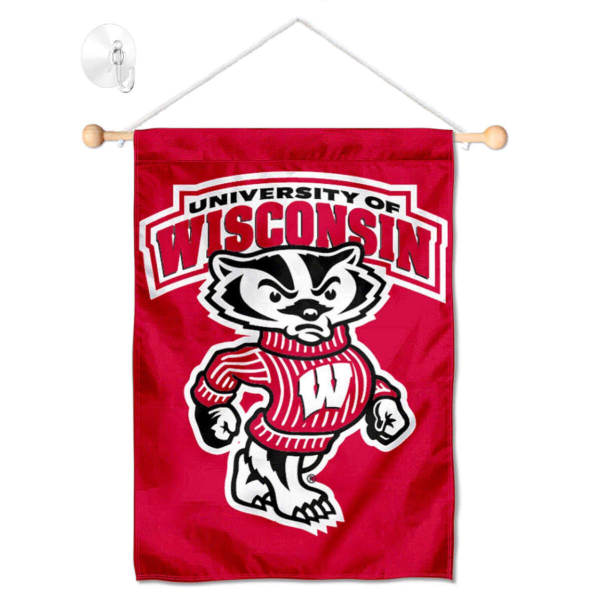 College Flags & Banners Co. Wisconsin Badgers Bucky Banner for Windows Doors and Walls - Sports Collectibles, Sports Memorabilia, Sports Fan Shop, Sports Gifts