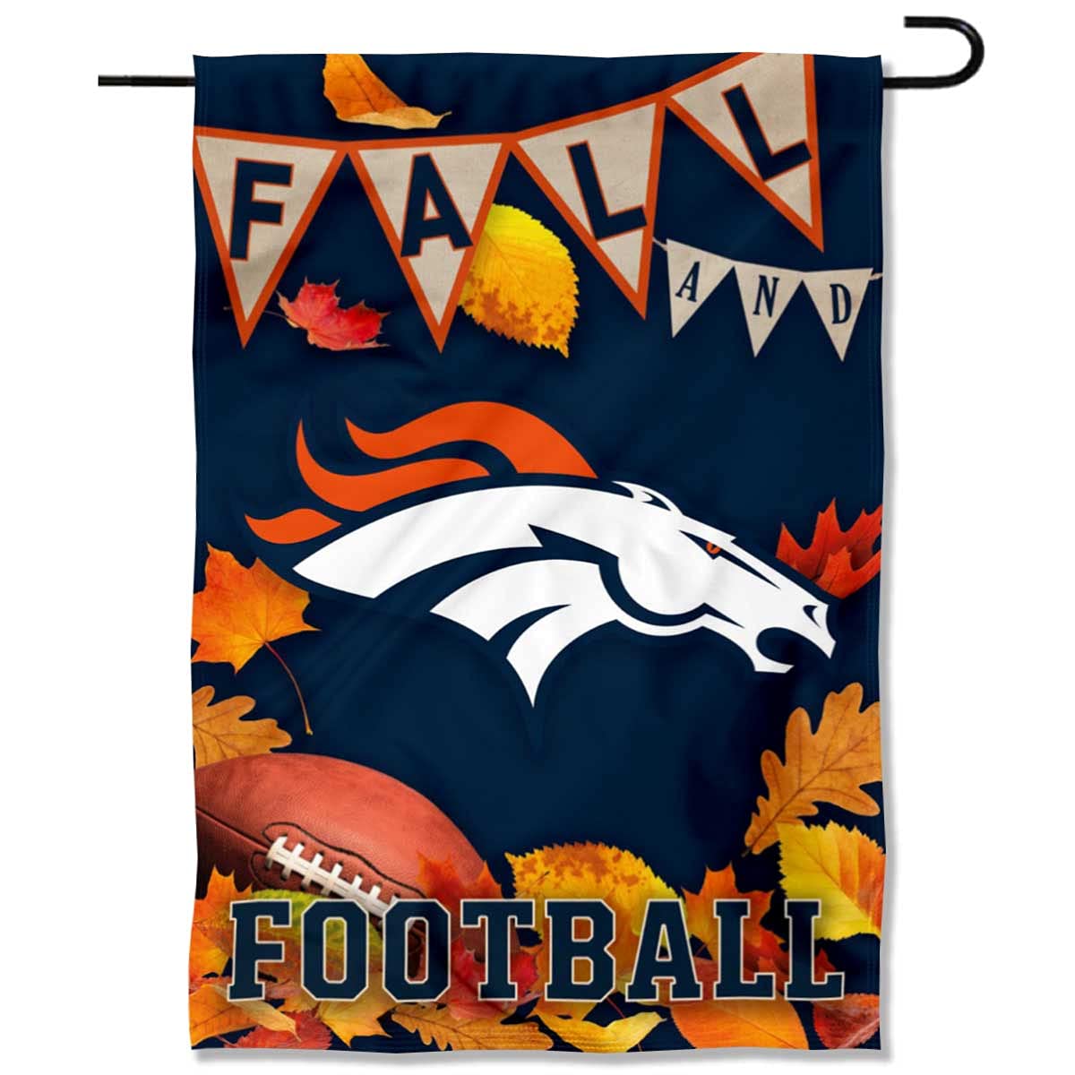 WinCraft Denver Broncos Fall Leaves Decorative Football Garden Flag Double Sided Banner - Sports Collectibles, Sports Memorabilia, Sports Fan Shop, Sports Gifts