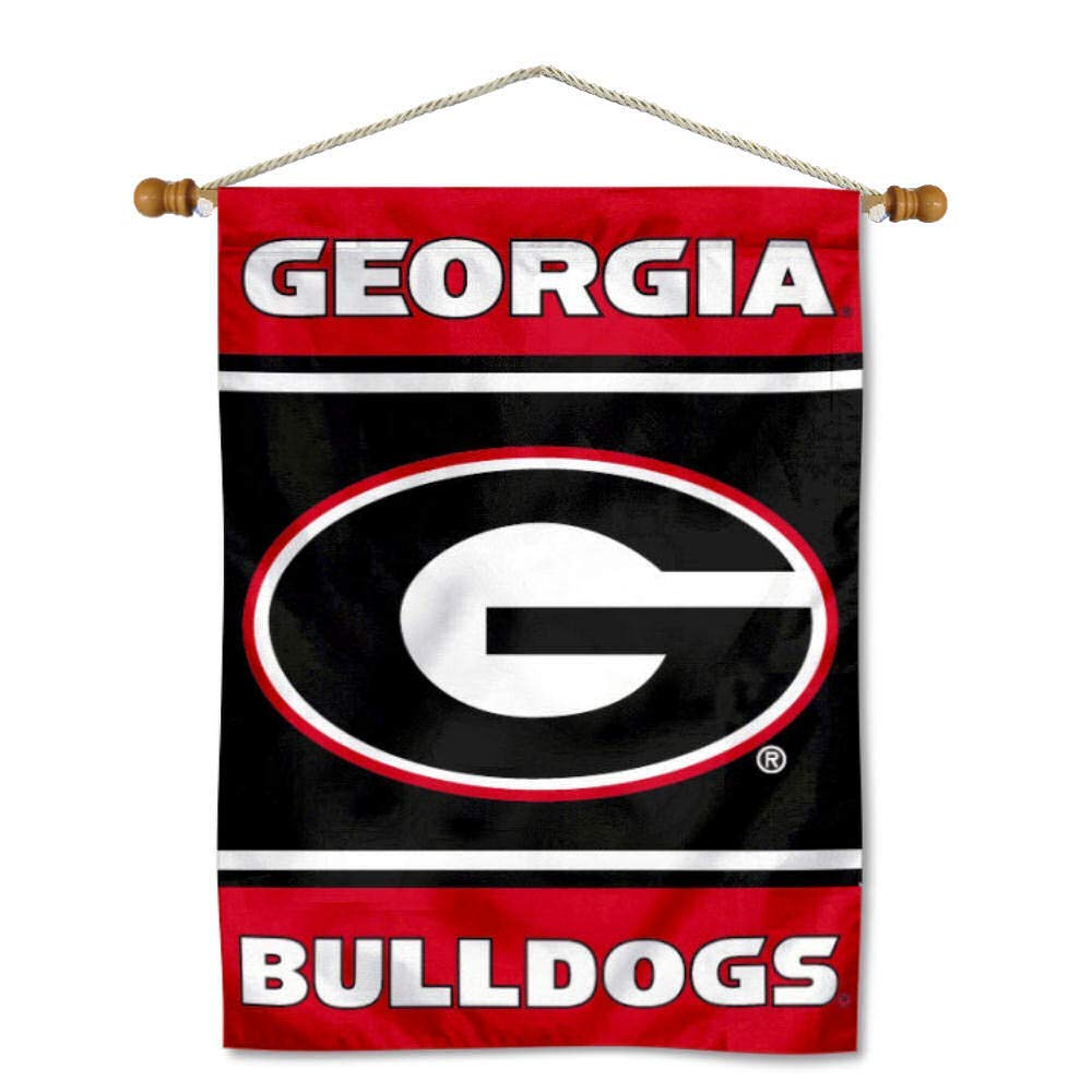 College Flags & Banners Co. University of Georgia Bulldogs 2-Sided Home Flag and Wood Banner Pole Set - Sports Collectibles, Sports Memorabilia, Sports Fan Shop, Sports Gifts