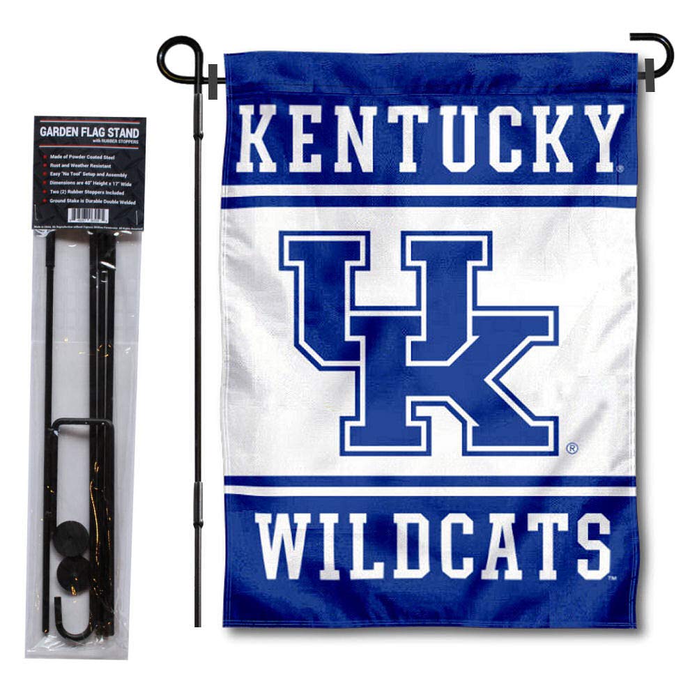 College Flags & Banners Co. Kentucky Wildcats Garden Flag with Stand Holder - Sports Collectibles, Sports Memorabilia, Sports Fan Shop, Sports Gifts