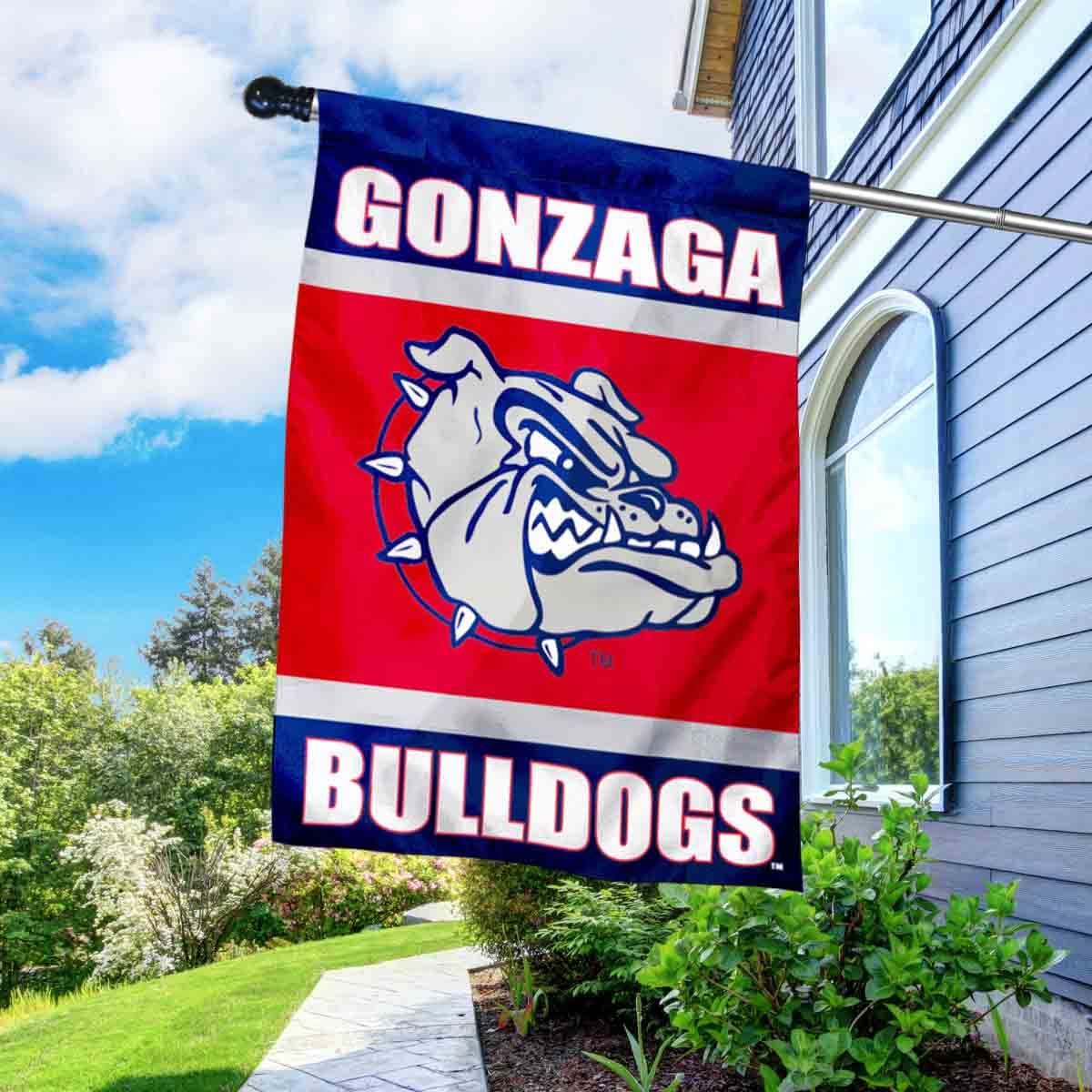 College Flags & Banners Co. Gonzaga University House with Flag Pole Set - Sports Collectibles, Sports Memorabilia, Sports Fan Shop, Sports Gifts