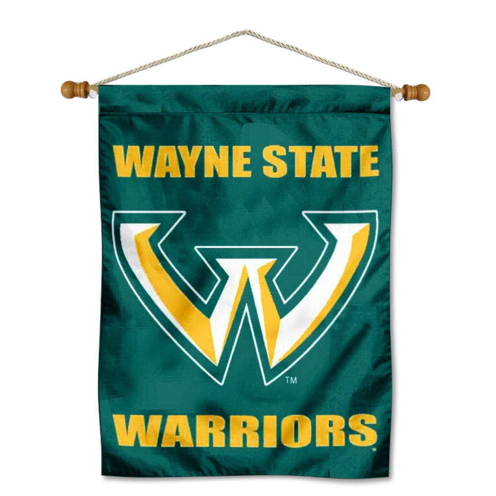 College Flags & Banners Co. Wayne State University Banner Flag and Wood Pole Set - Sports Collectibles, Sports Memorabilia, Sports Fan Shop, Sports Gifts