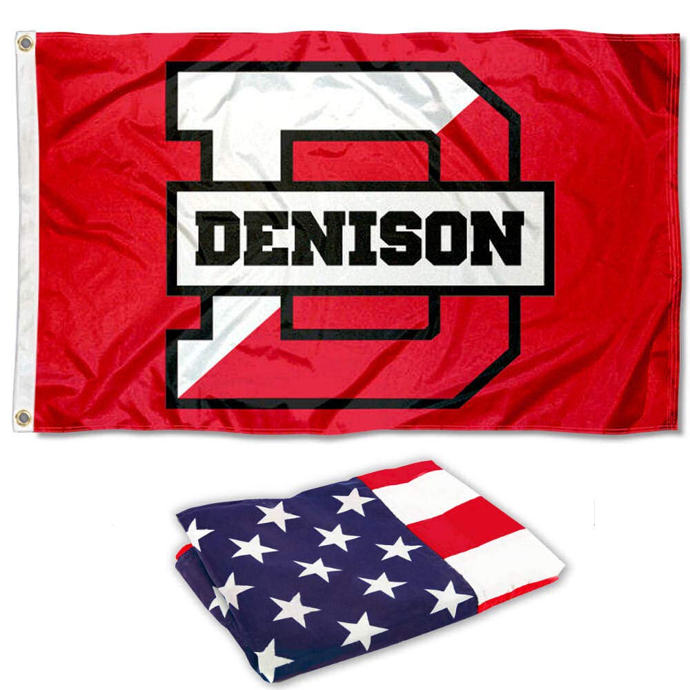 College Flags & Banners Co. Denison Big Red Flag and USA 3x5 Flag Set - Sports Collectibles, Sports Memorabilia, Sports Fan Shop, Sports Gifts