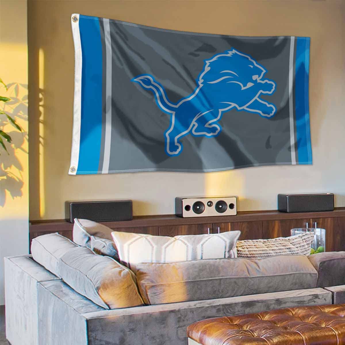 WinCraft Detroit Lions Blackout Sideline Flag Outdoor Indoor 3x5 Foot Banner - Sports Collectibles, Sports Memorabilia, Sports Fan Shop, Sports Gifts