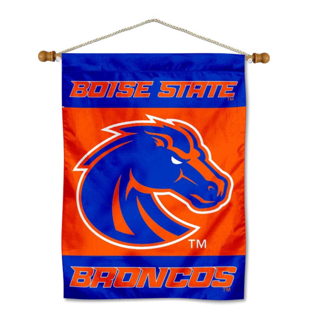 Boise State New Logo House Flag and Wood Banner Pole Set - Sports Collectibles, Sports Memorabilia, Sports Fan Shop, Sports Gifts