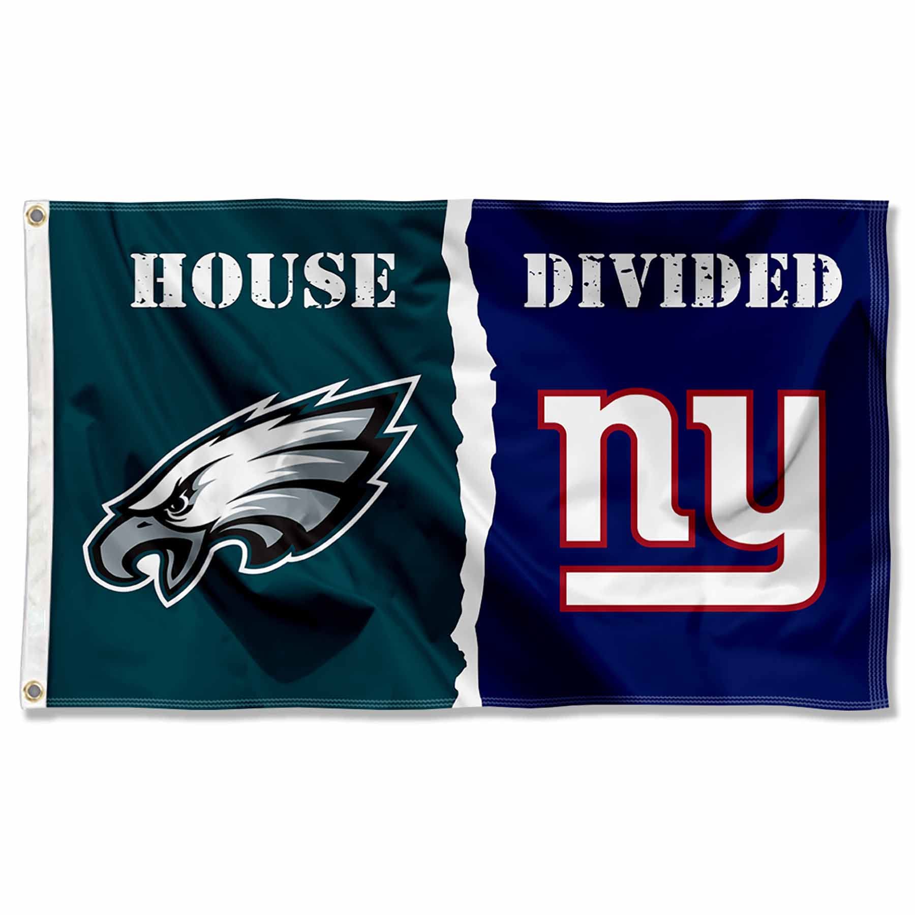 WinCraft Eagles and Giants House Divided Flag Rivalry Banner - Sports Collectibles, Sports Memorabilia, Sports Fan Shop, Sports Gifts