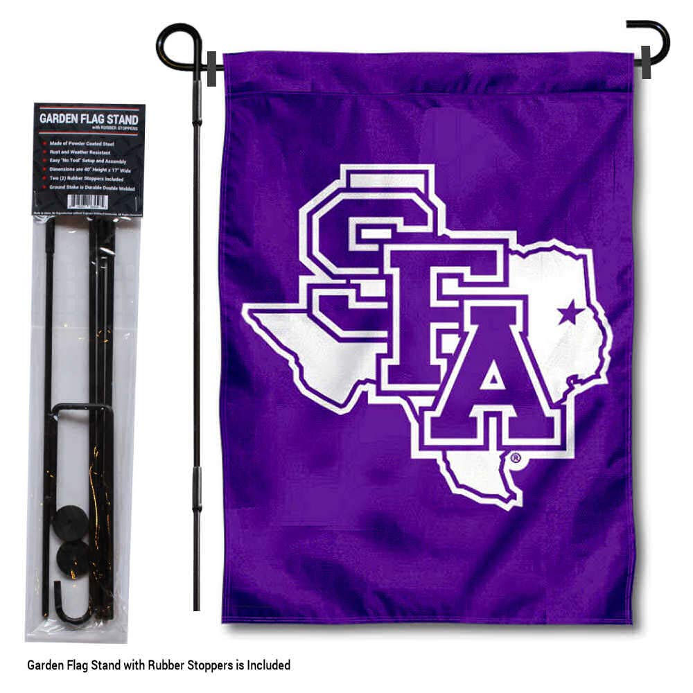 College Flags & Banners Co. Stephen F. Austin Lumberjacks Garden Flag with Pole Stand Holder - Sports Collectibles, Sports Memorabilia, Sports Fan Shop, Sports Gifts