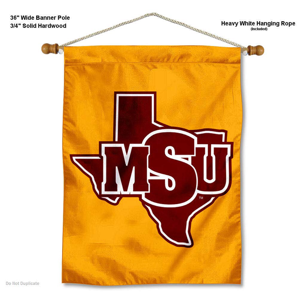 Midwestern State Mustangs Double Sided House Flag and Wood Banner Pole Set - Sports Collectibles, Sports Memorabilia, Sports Fan Shop, Sports Gifts