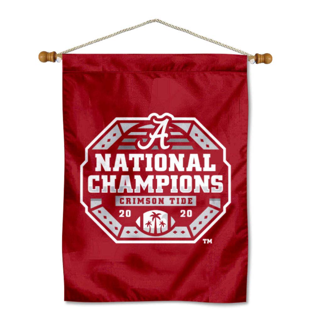 Alabama Crimson Tide CFP National Champions Double Sided House Flag and Wood Banner Pole Set - Sports Collectibles, Sports Memorabilia, Sports Fan Shop, Sports Gifts