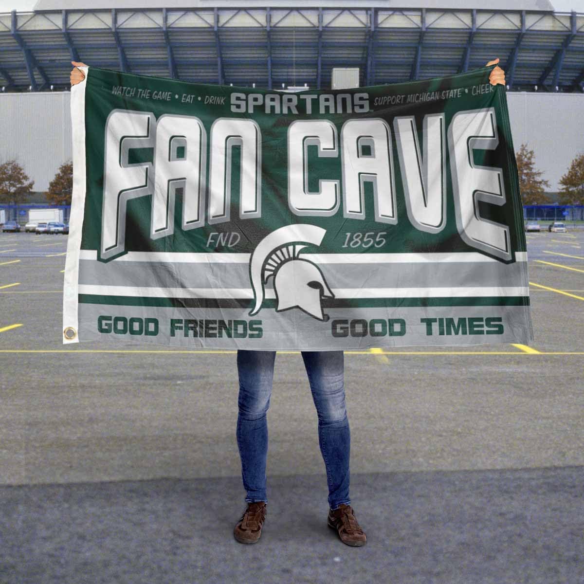 Michigan State Spartans Fan Man Cave Banner Flag - Sports Collectibles, Sports Memorabilia, Sports Fan Shop, Sports Gifts