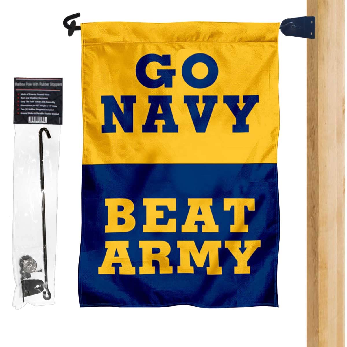 Go Navy Beat Army 2 Sided Garden Flag and Mailbox Post Pole Mount Holder Set - Sports Collectibles, Sports Memorabilia, Sports Fan Shop, Sports Gifts