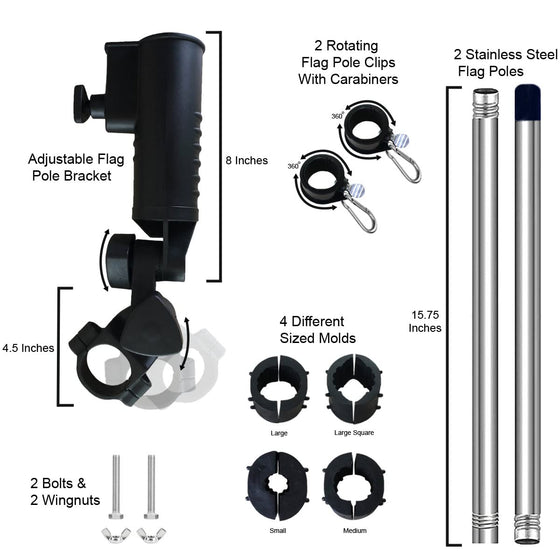 Sports Flags Pennants Company USA Golf Cart Flag and Pole Holder Mount Set - Sports Collectibles, Sports Memorabilia, Sports Fan Shop, Sports Gifts