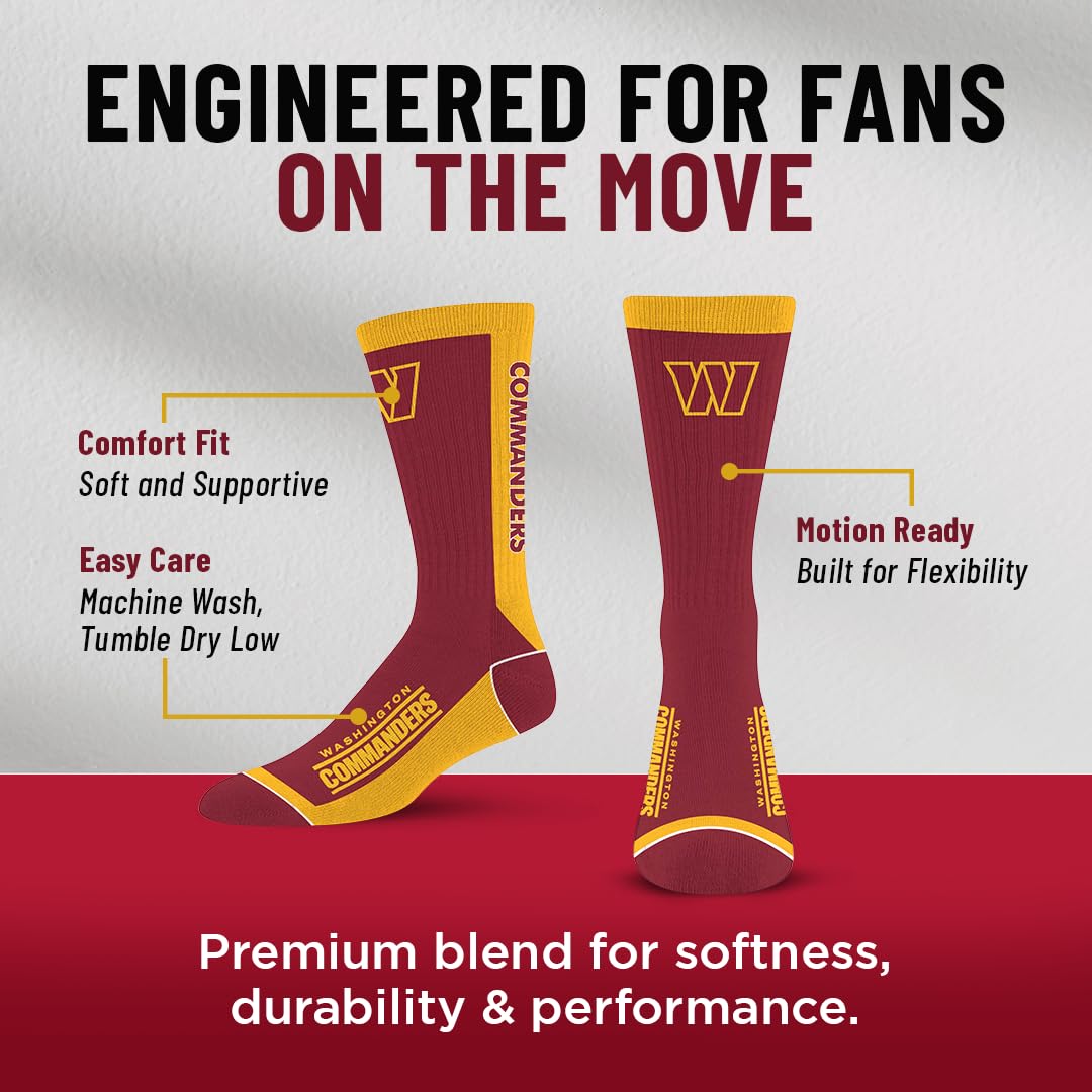 For Bare Feet NFL WASHINGTON COMMANDERS MVP Crew Sock Team Color Large - Sports Gifts, Sports Memorabilia, Sports Collectibles, Fan Shop