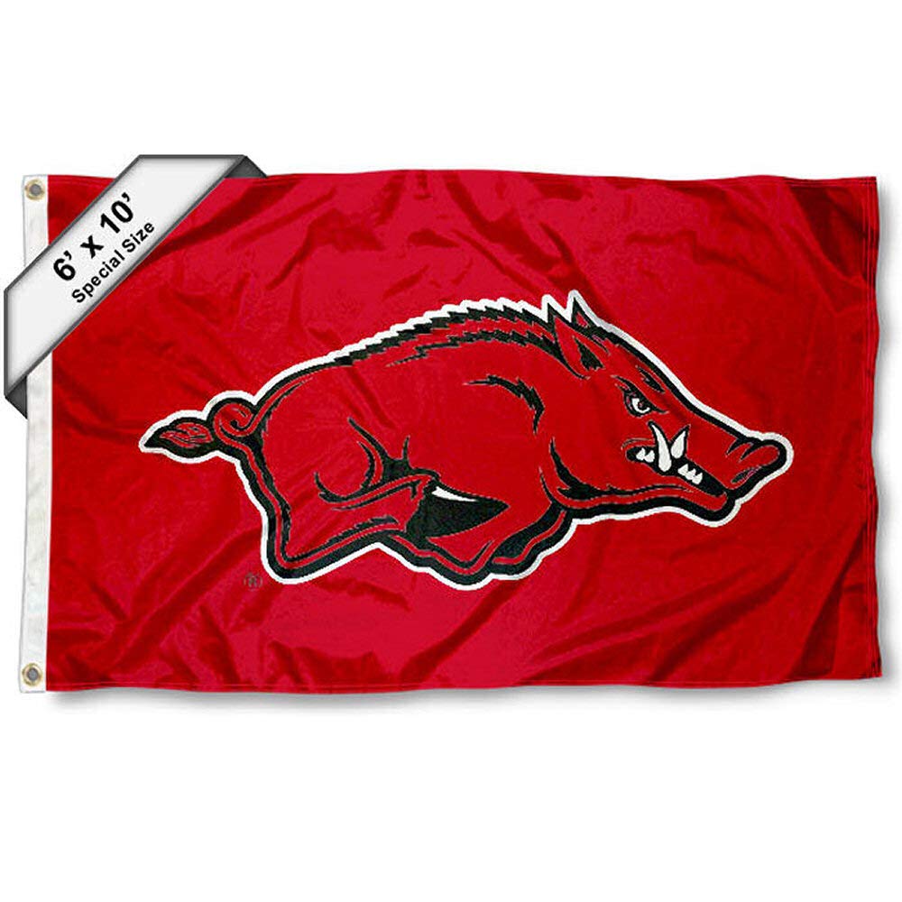 College Flags & Banners Co. Arkansas Razorbacks 6x10 Feet Hog Logo Flag - Sports Collectibles, Sports Memorabilia, Sports Fan Shop, Sports Gifts